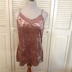 NWT, womens pink crushed velvet blouse with detail around chest
